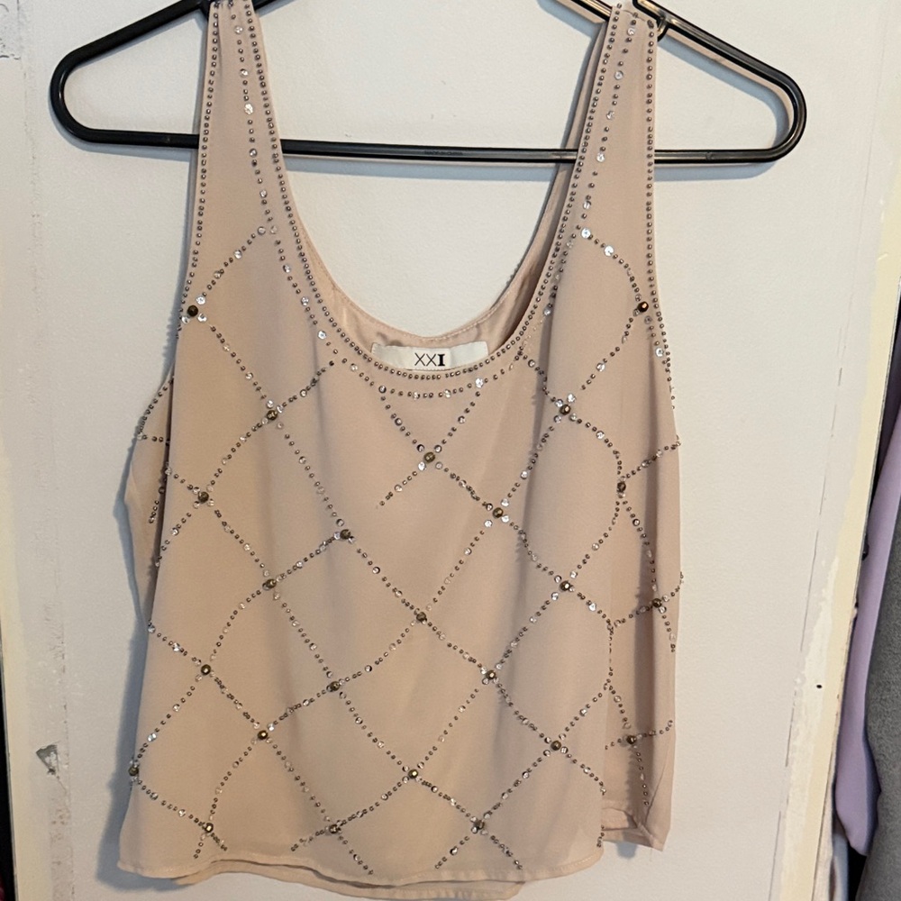 Forever 21 Tan Sequin Tank Top